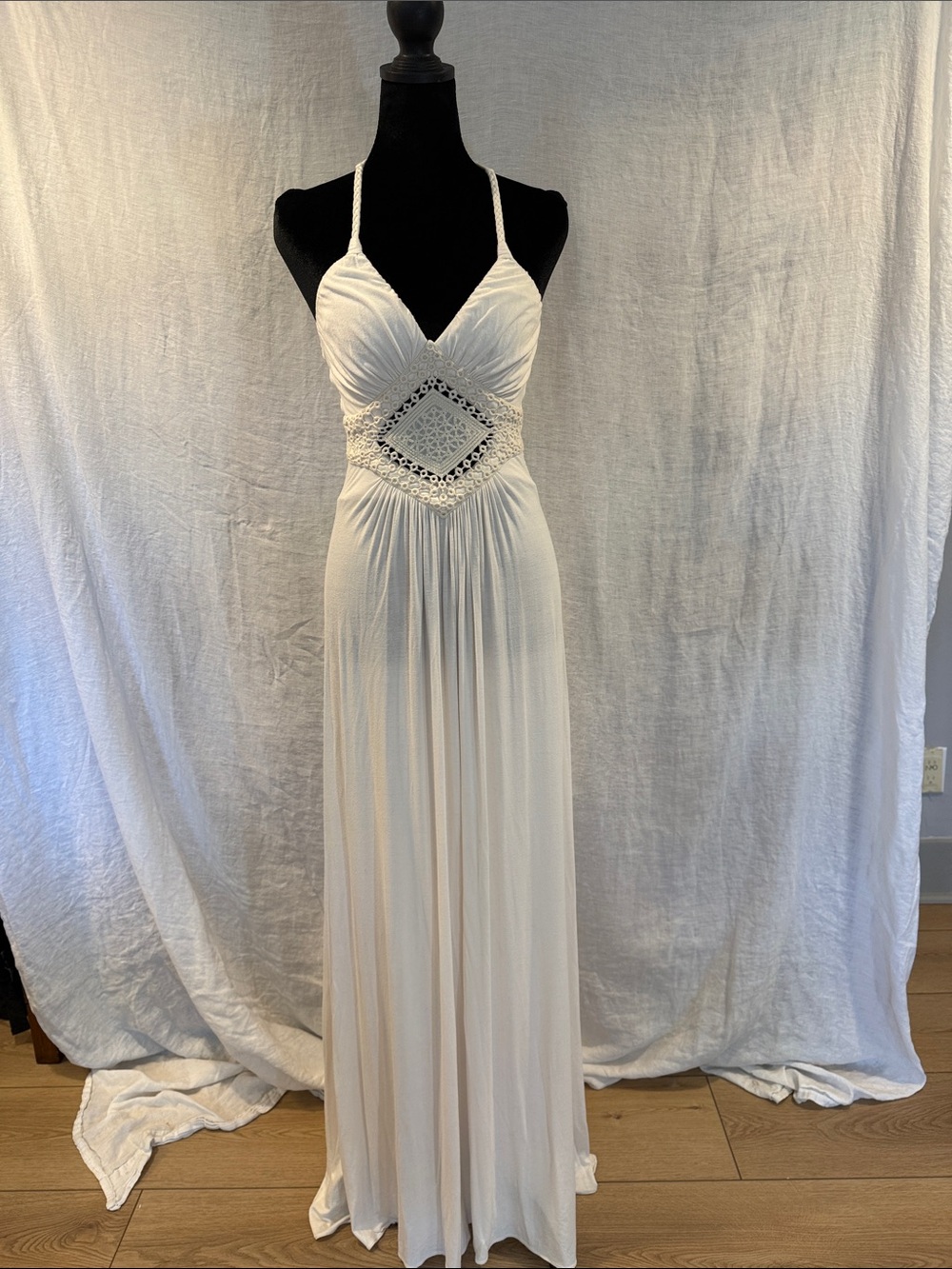 Sky Lace-Trim Maxi Dress size S